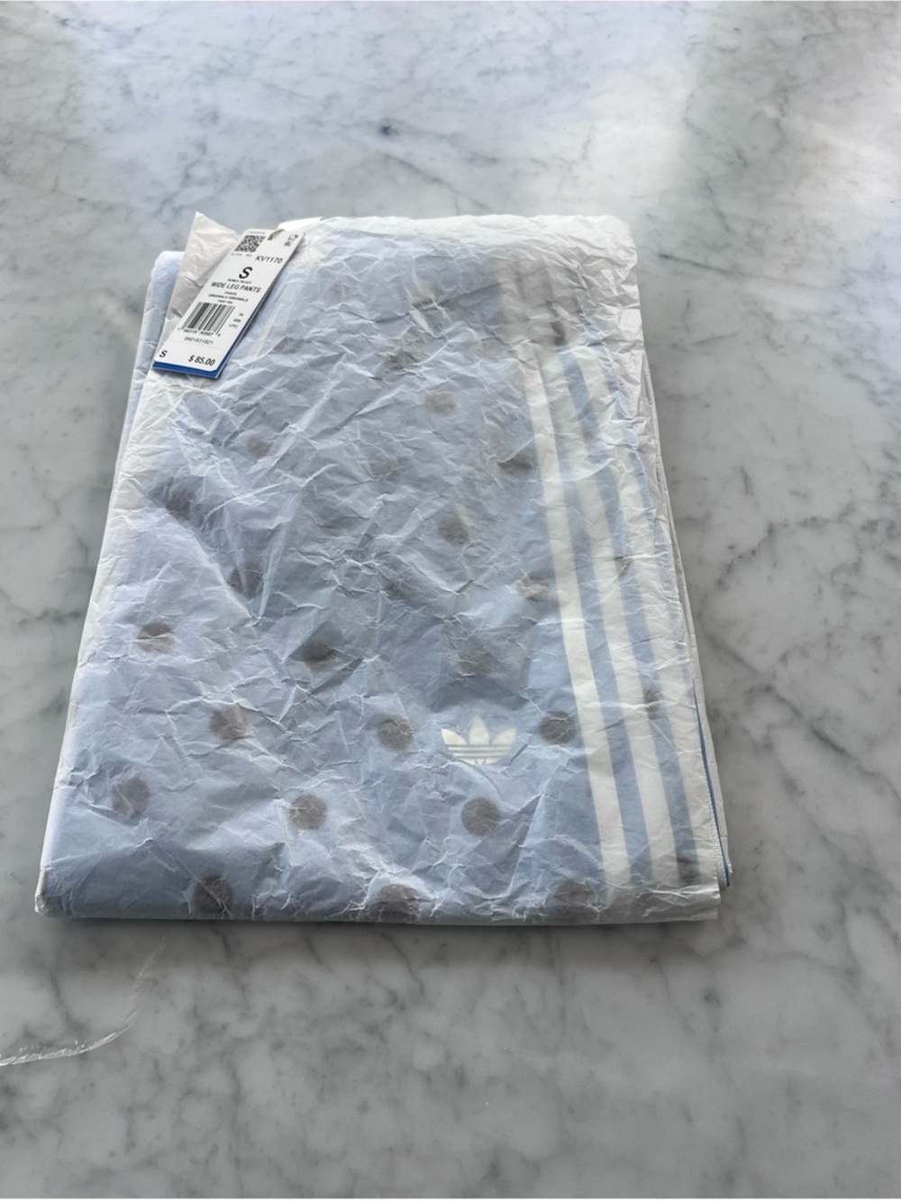 NWT Adidas Satin Polka Dots Wide Leg Pants in Clear Sky Size Small - Picture 10 of 16